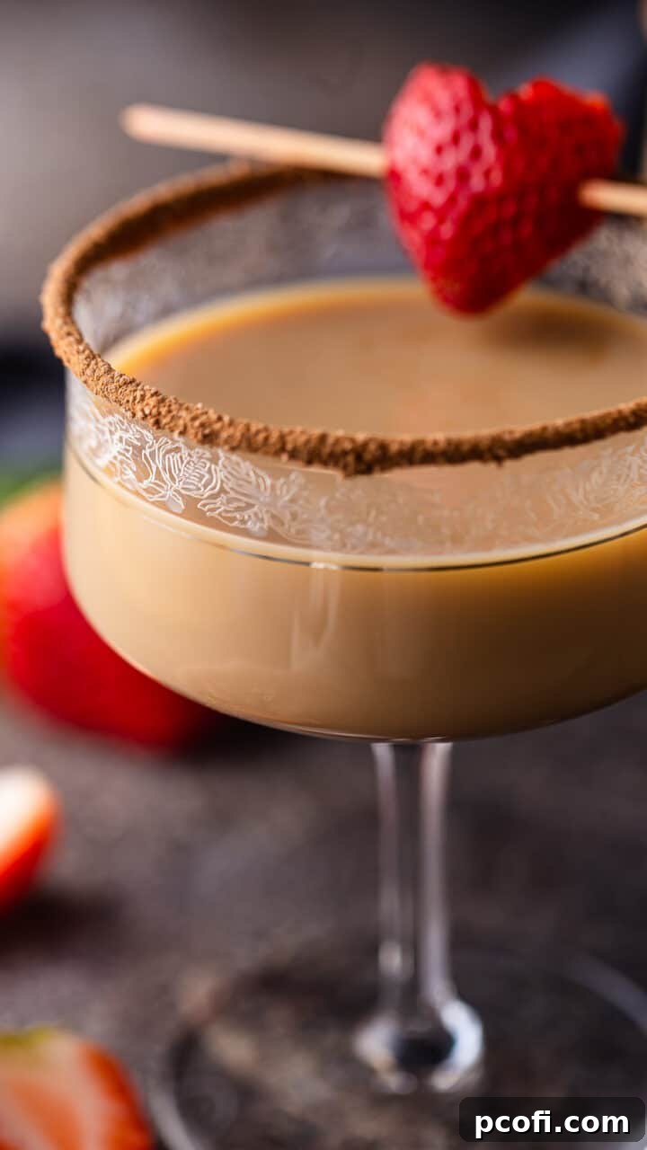 Godiva chocolate martini with a chocolate sugar rim.