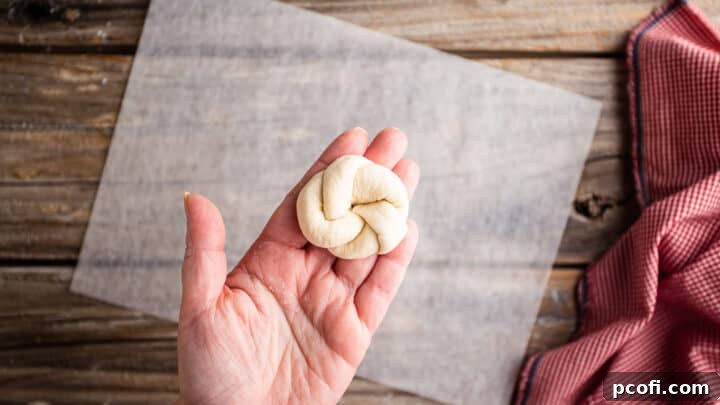 Shaped garlic knot, unbaked.