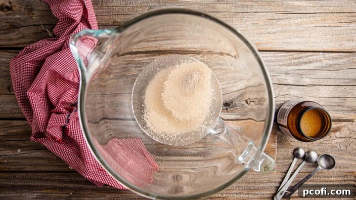 Activating yeast in warm water.