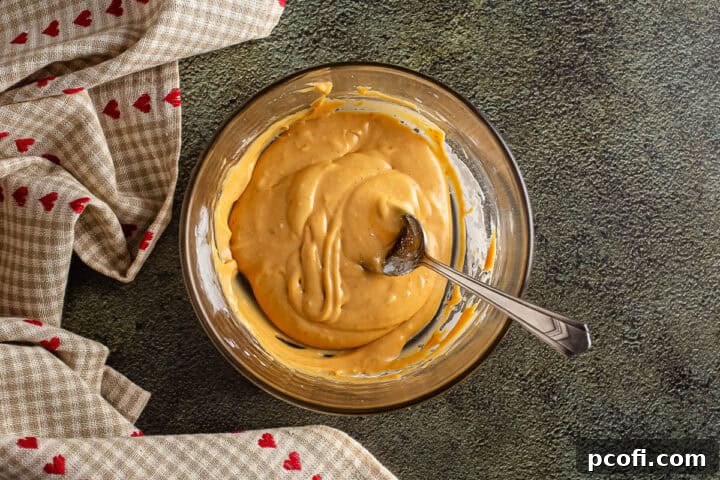 Smooth, rich salted caramel icing presented in a small bowl, ready for drizzling, with a vintage silver spoon nearby.