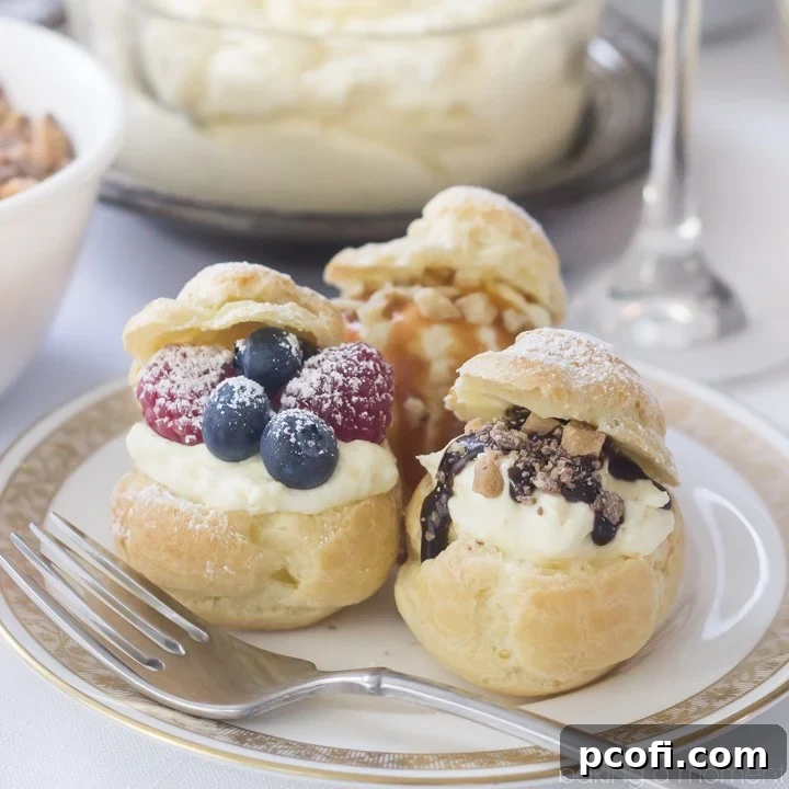 Delicious Cream Puffs ready to be filled for a Mother's Day tea party