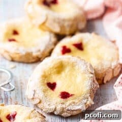 Cheese Danish with raspberry hearts.