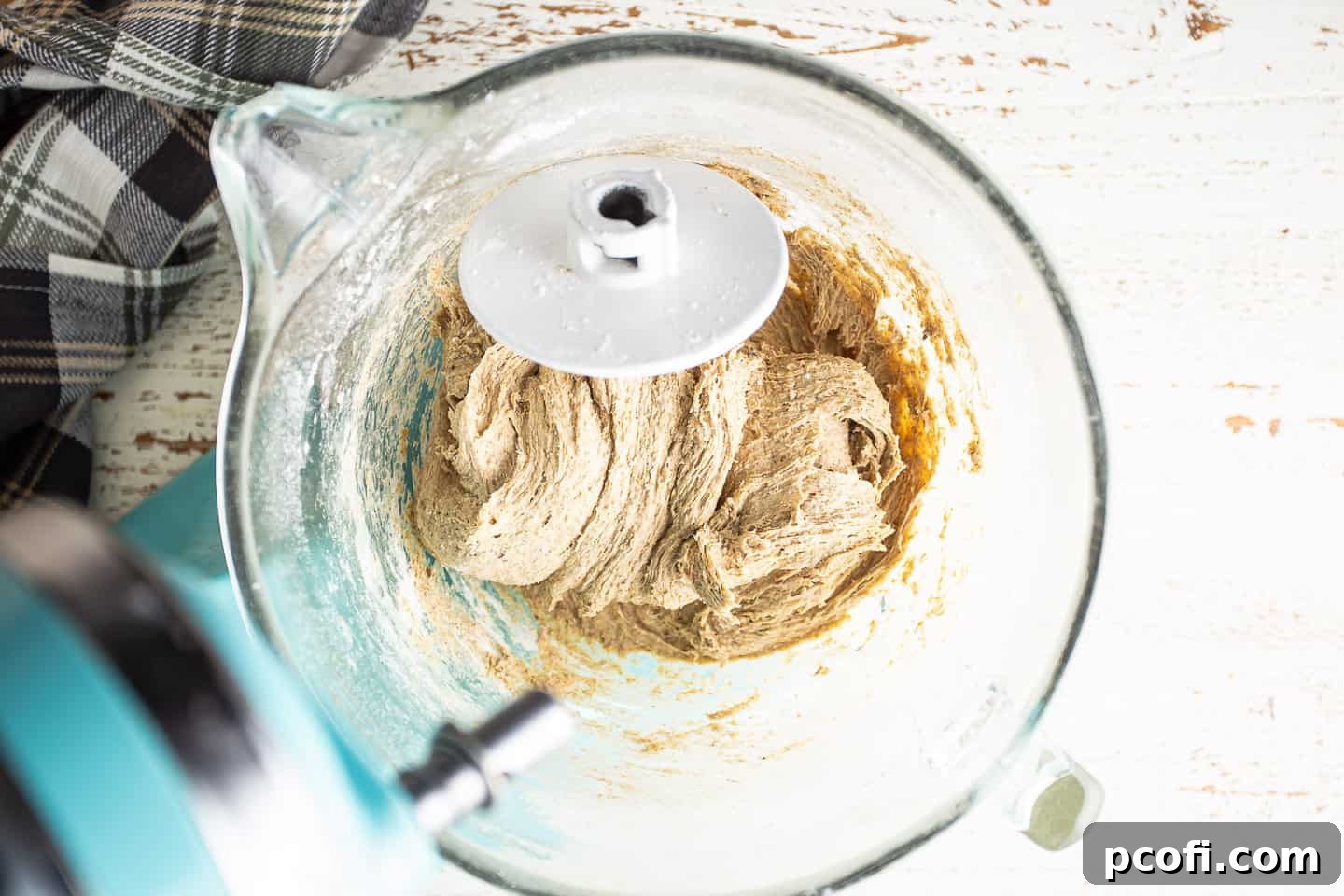 Rye bread dough after 10 full minutes of vigorous kneading.