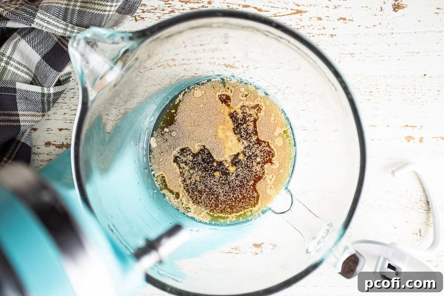 Dissolving yeast for homemade rye bread.