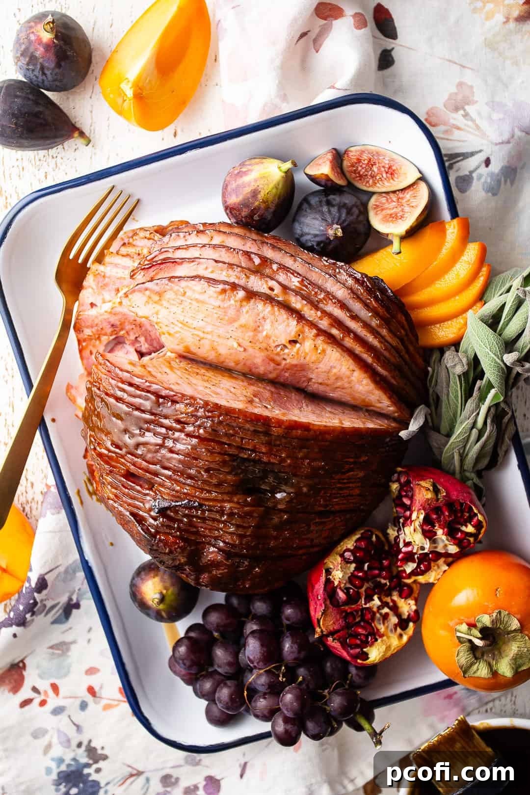 A brown sugar glaze for ham, artfully brushed onto the cooked meat, creating a beautiful shiny and sticky presentation that seals in juices and adds rich flavor.