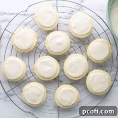 Cookies topped with vanilla icing