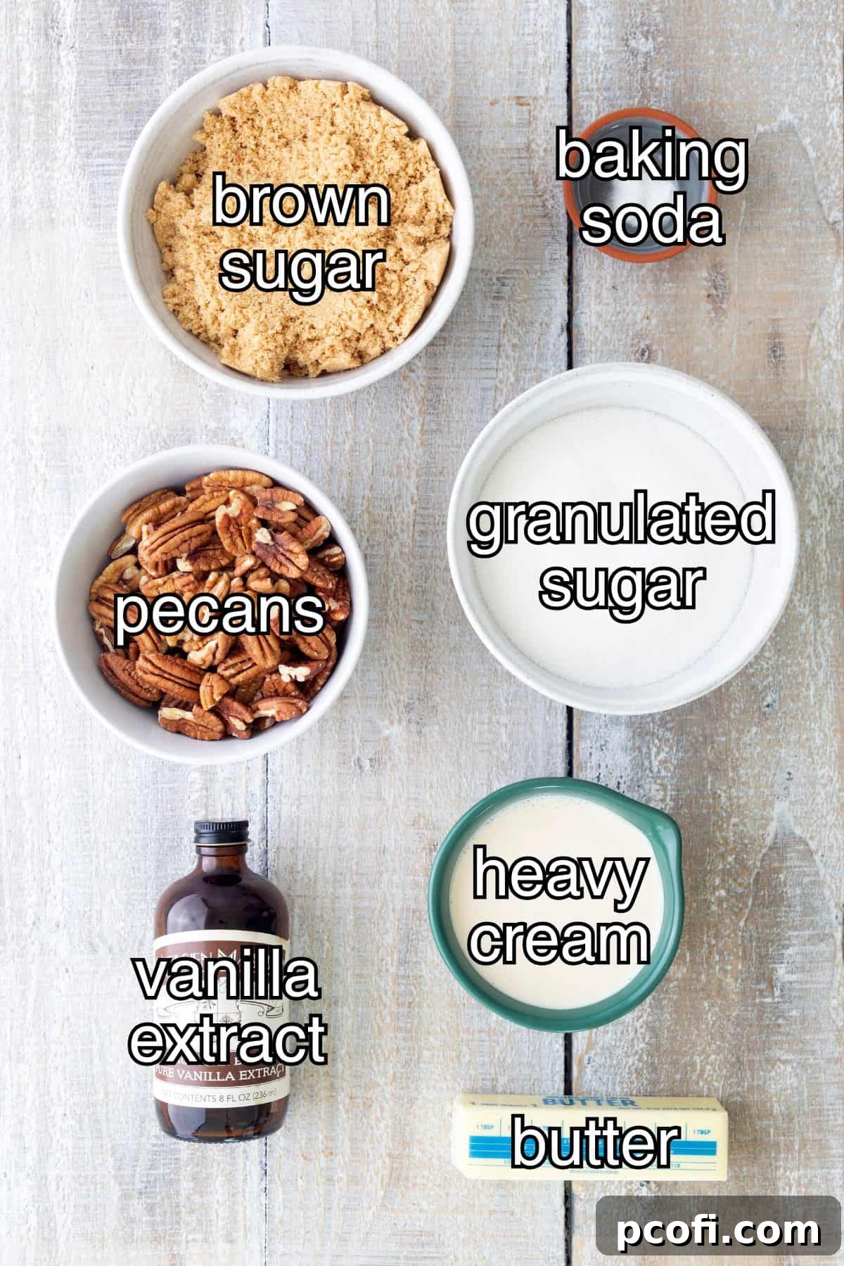 Ingredients laid out for Pralines preparation