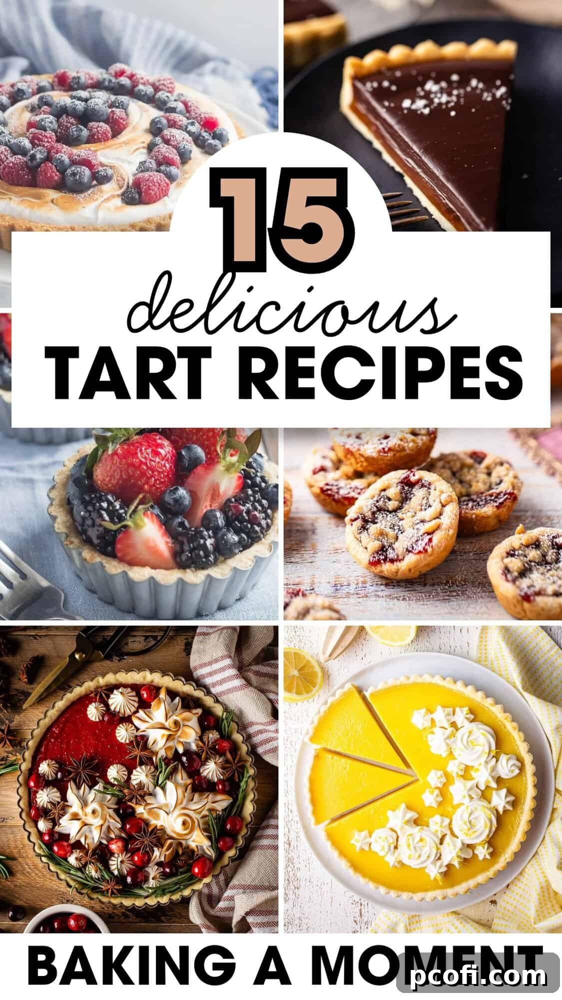 A beautifully arranged collection of various tart slices, including lemon, chocolate, and fruit tarts, showcasing their vibrant colors and textures on a pristine white background. The image evokes a sense of culinary artistry and deliciousness.