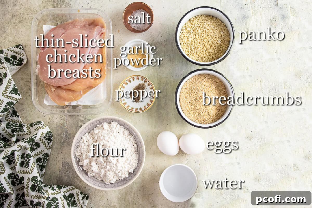 Ingredients for chicken cutlets in separate containers.