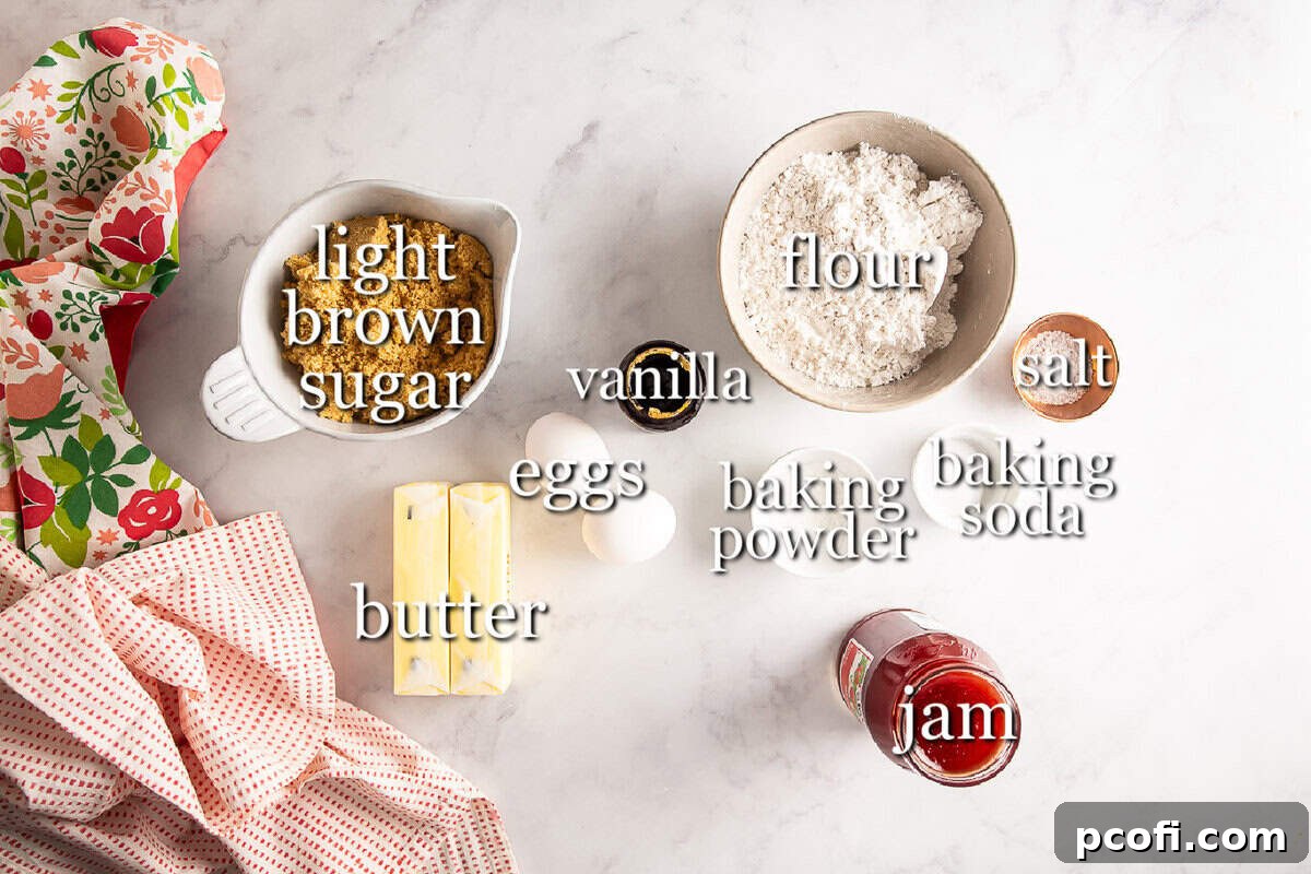 Ingredients for berry blondies laid out in separate containers, ready for baking.