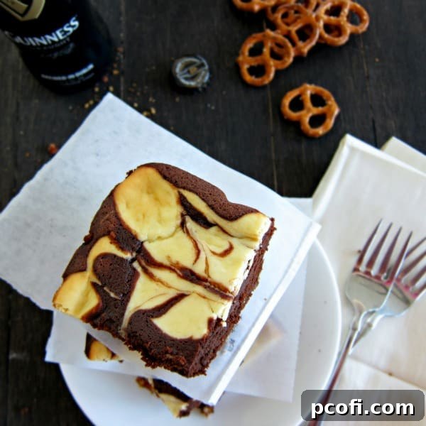 Guinness Brownies with Pretzel Crust, combining dark, rich stout with fudgy chocolate.