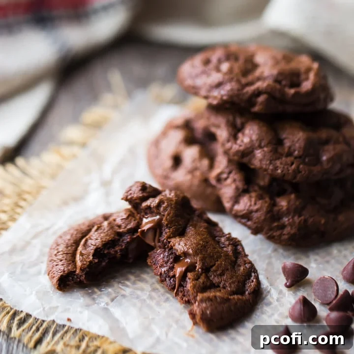 Soft chewy brownie cookies made from scratch.