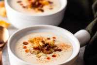 Creamy Roasted Cauliflower Soup with Garlic and Herbs