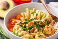 Grilled Bang Bang Shrimp Rice Bowls with Creamy Spicy Sauce