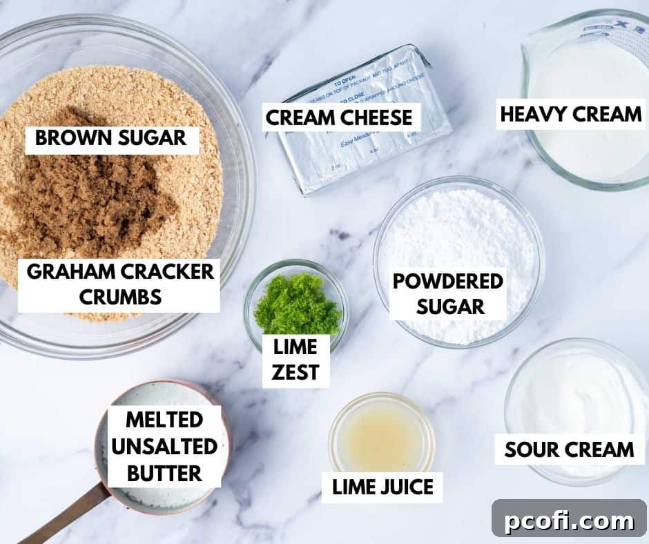 ingredients for key lime cheesecake