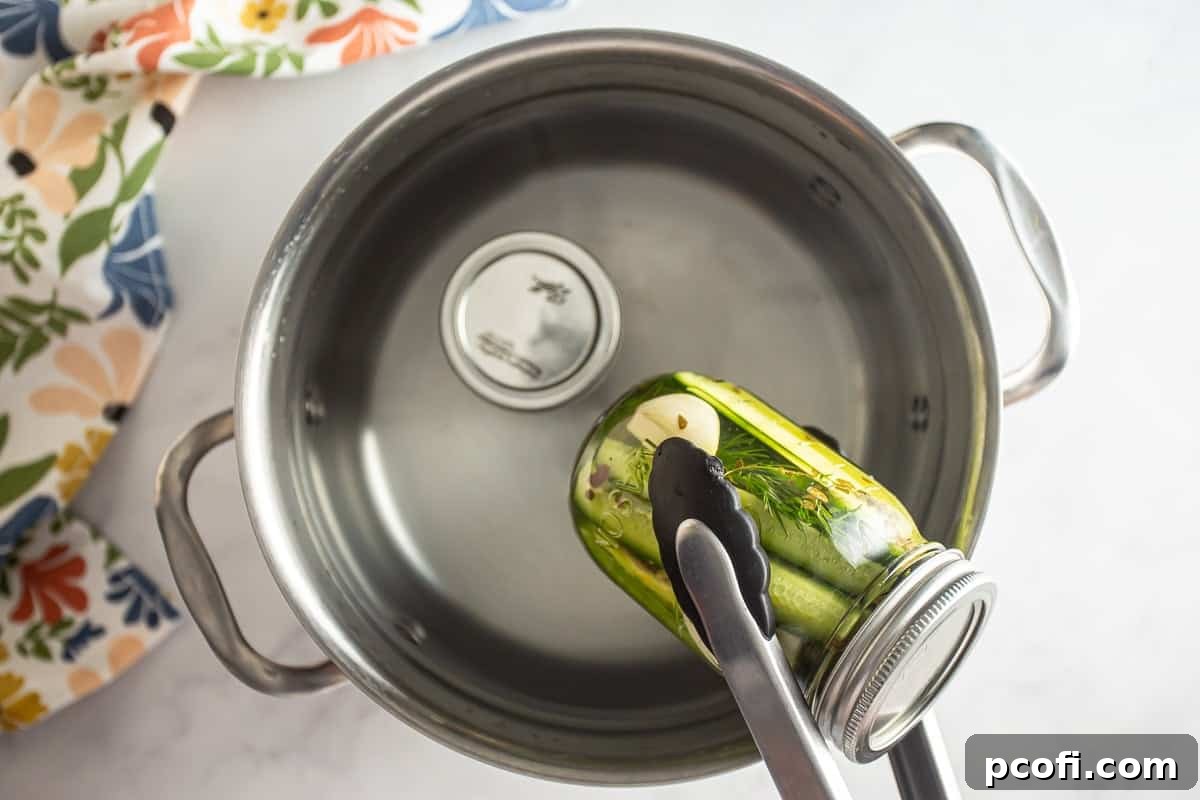 Homemade Dill Pickles: Crispy Refrigerator and Canning Recipes 8 Water bath canning homemade dill pickles.
